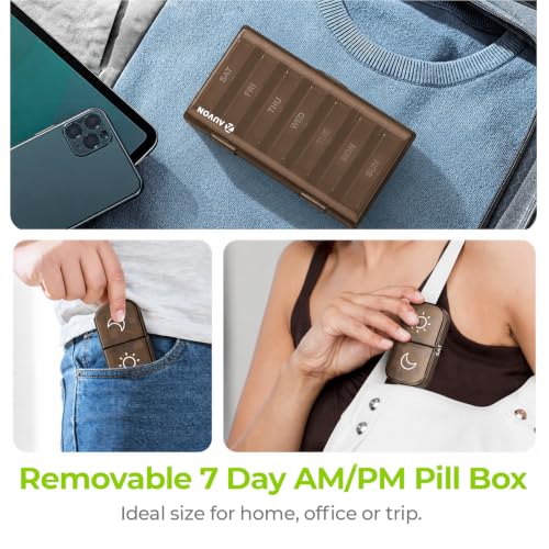 Image of AUVON Weekly Pill Organizer 2 Times a Day, One-Sided Opening, Easy to Use