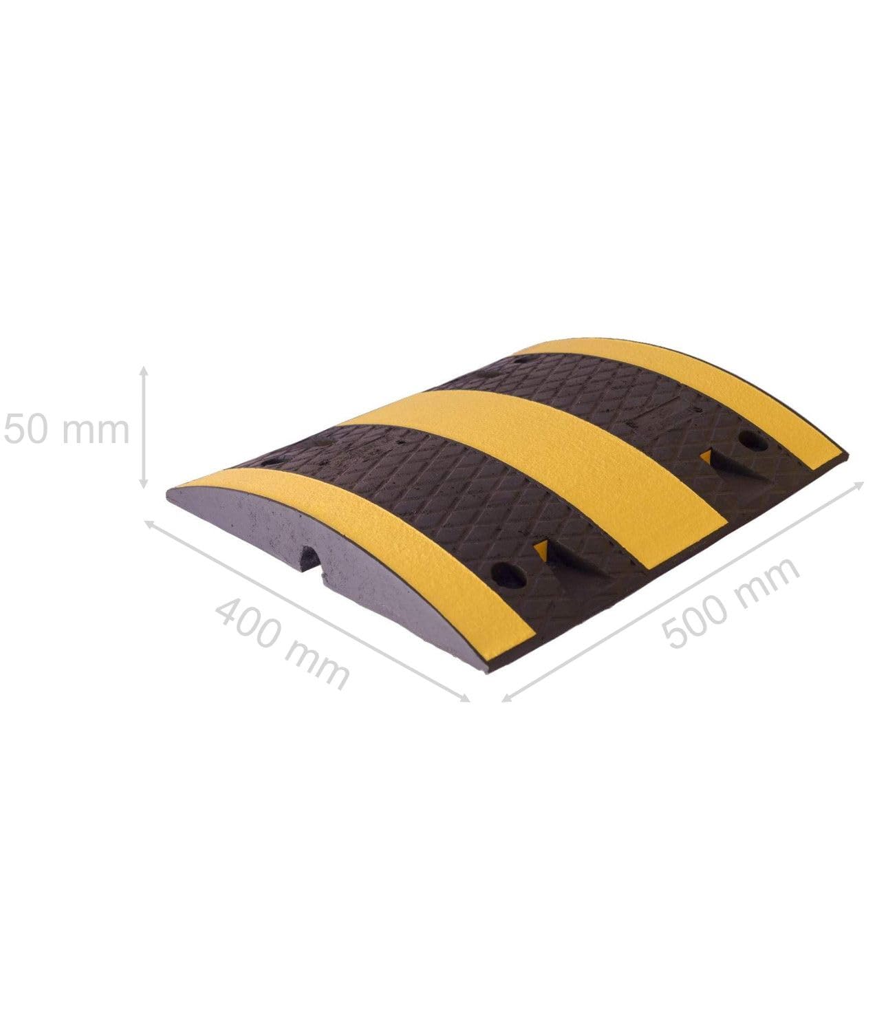 Dosso rallentatore di velocità componibile Safemax, elementi riflettenti - altezza 50 mm - con passacavi (400x500x50 mm rallentatore giallo/nero)