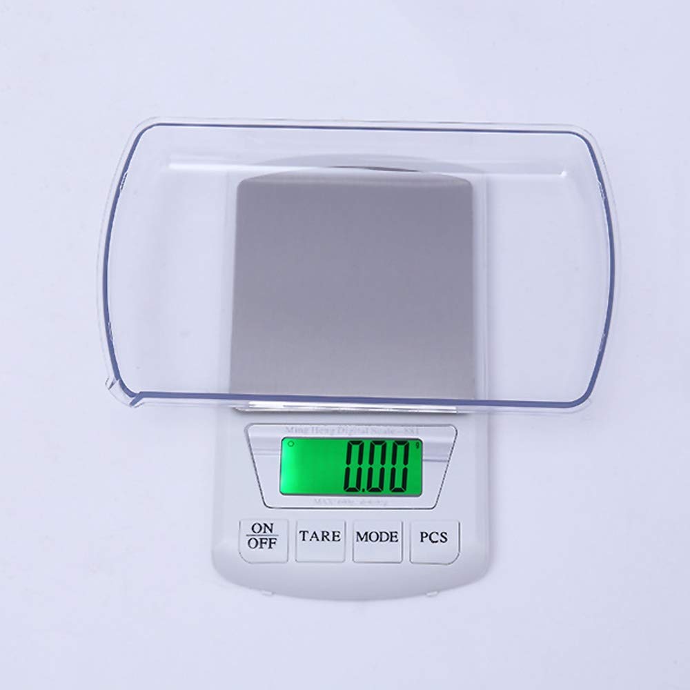 Elektronische digitale Küchenwaage, 0,01 g, präzise Schmuckwaage, tragbare Lebensmittel-Back-Taschenwaage mit Hintergrundbeleuchtung, Tara und PCS-Funktion for Tee, Obst, Kaffee, Kochen (Color