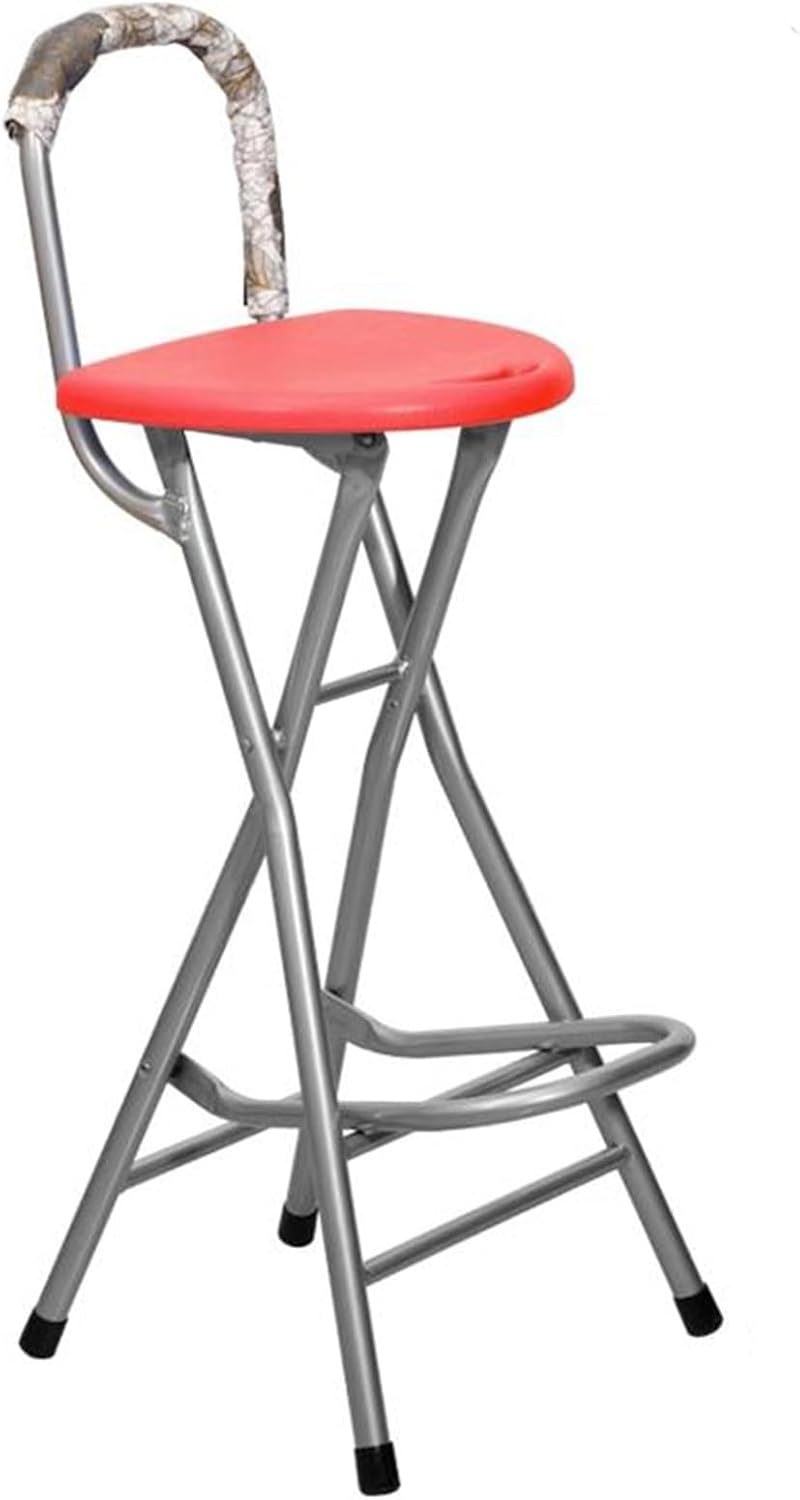 Portable Counter Height Folding Bar Stool, Waterproof Plastic High Chair with Steel Frame for Kitchen Outdoor
