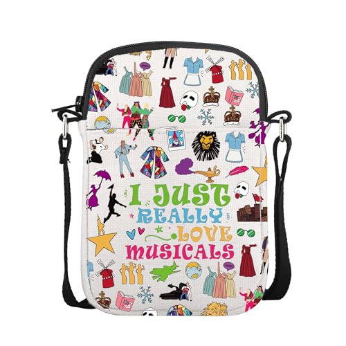CMNIM Theater Gifts I Just Really Love Musicals Crossbody Bag Musicals Merch Musical Characters Shoulder Messenger Bag