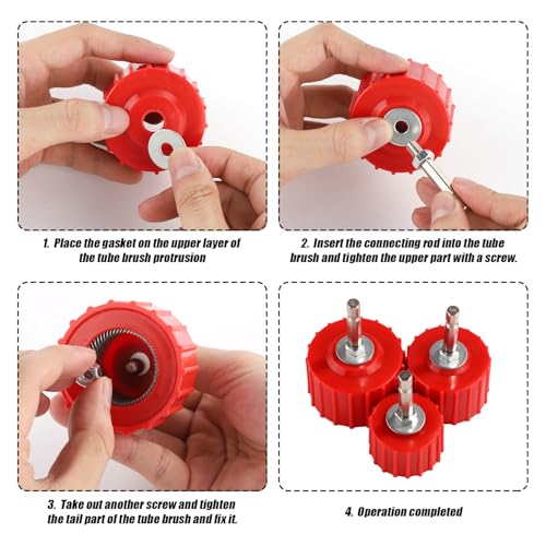 9stk Kupferrohr-Reiniger-Set für Bohrmaschine, Inkl 1,27cm 1,91cm 2,54cm Kupfer Rohrreiniger und 6stk Rohrbürste Bohrmaschine Reinigt Kupferrohre Schläuche und Armaturen zum Löten