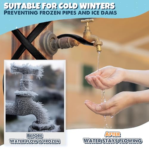 XDOVET Heizband für Wasserrohre mit Thermostat 24M, selbstregulierendes Heizkabel Frostschutz-Wasserrohrheizkabel für Metall- und Kunststoffrohre 220V 25W/M