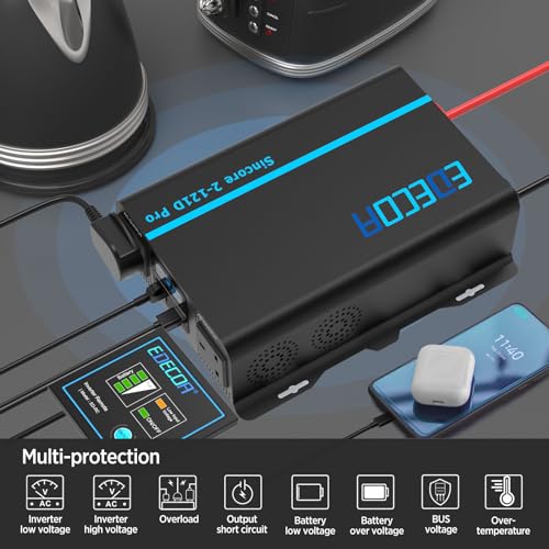 EDECOA-1200W-Pure-Sine-Wave-Power-Inverter-DC-12V-to-240V-AC-Car-Power-Converter-2400W-Peak-with-USB-Port-Type-C-Port-UK-Outlets-with-Display-and-Remote-Controller-and-Remote-controlller