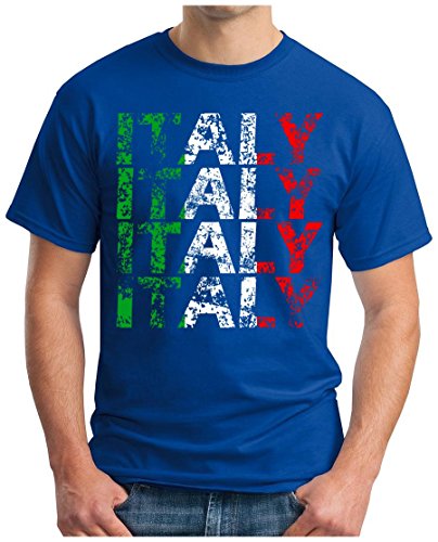 OM3 - Italy - T-Shirt Italien Italia Fussball World Cup Soccer Fanshirt Sport Trikot M Royalblau