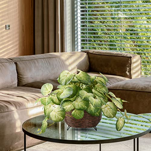 Inqcmy Artificial Plants For Home Office Table Garden Decor, Vine Flower With Decorative Vase, Artificial Scindapsus Silk Flower Arrangements, Fake Green Ivy Vines In Baskets(Light Yellow) #TOP1