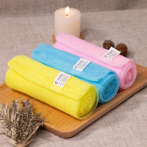 Yiclick Peeling Waschlappen,Rückenschrubber Rückenbürste, Luffa Schwamm, Duschschwamm, Peeling Schwamm, Badeschwamm Duschschwamm, Peelinghandschuh, Body Scrubber Loofah Sponge