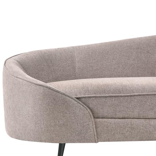 Beliani 3er Sofa Stoff braun gebogen oval mit schwarzen Metallbeinen Retro Savar – Bild 7