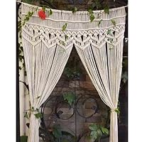 Deurhanger gordijn, boho-gordijn, macramé, wandbehang, macramé, deurgordijn, wandbehang, balkon, decoratie, boho, gordijnen, Bohemian stijl, macramé gordijn voor deuren en ramen, decoratie, 65 x 200