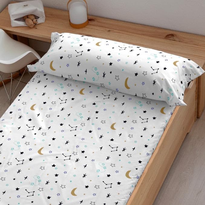 Drap-housse coton peigné 175 fils imprimé Dayton lit bébé cuna 60 respirant