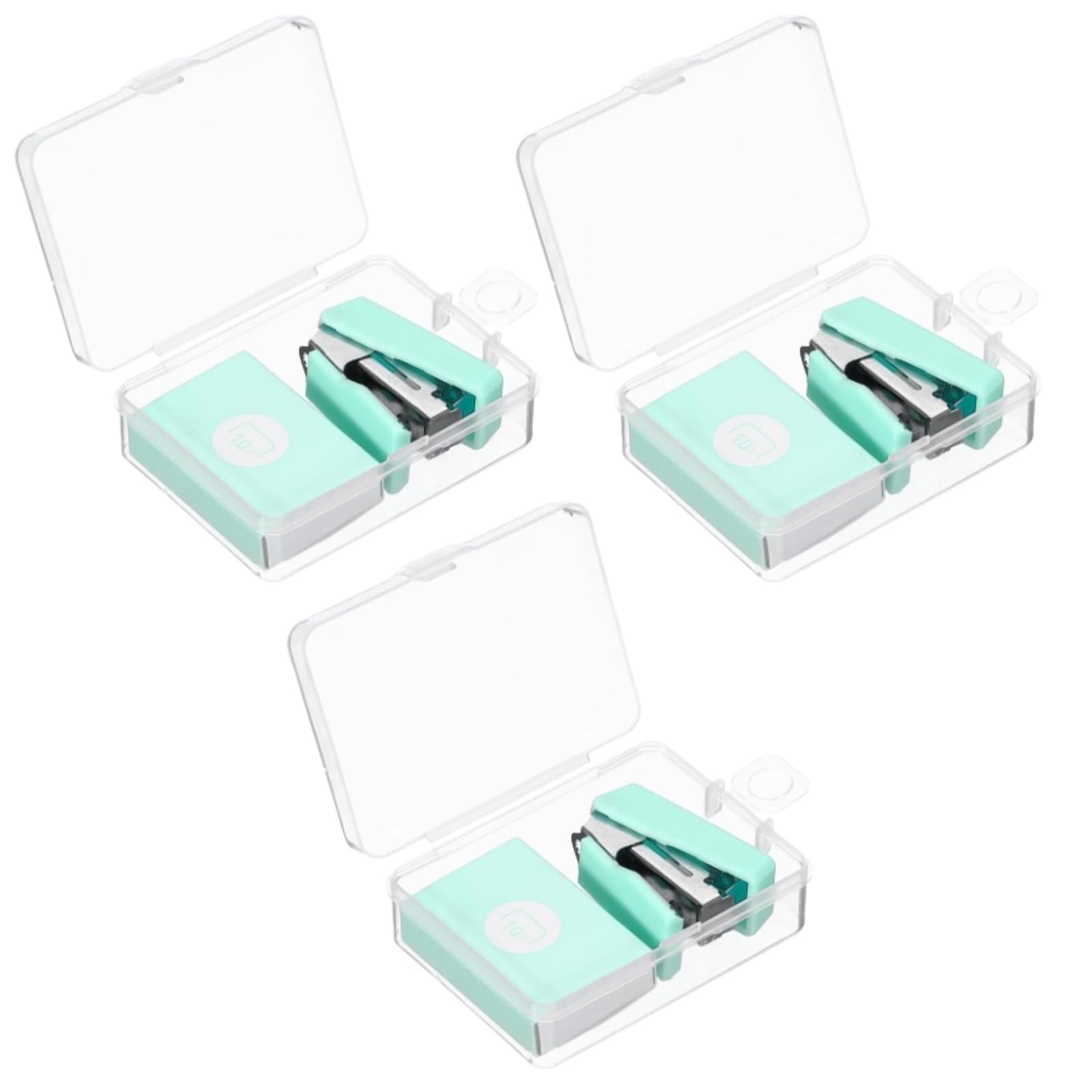 VZU 3 Pcs Mini Stapler, 20-Sheet Capacity with 1200 Staples Set, Green
