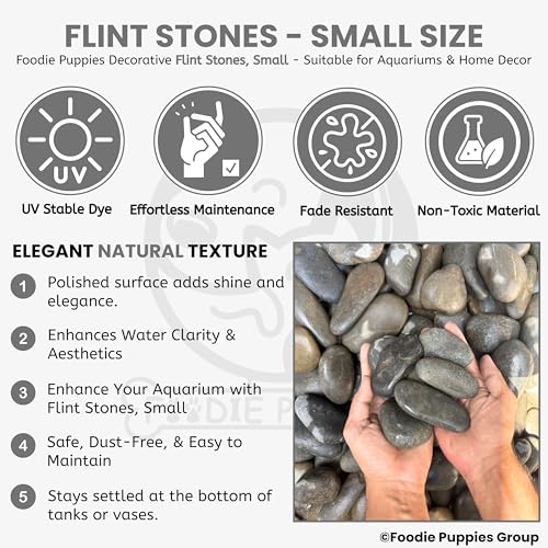 Image of Foodie Puppies Natural Irregular Grey Small Pebbles /Stones (Flint Small - 2Kg) (3cm - 5cm) | Decorative Substrate for Aquarium, Fish Tank, Plant Pots, Vase Filler & Art and Craft