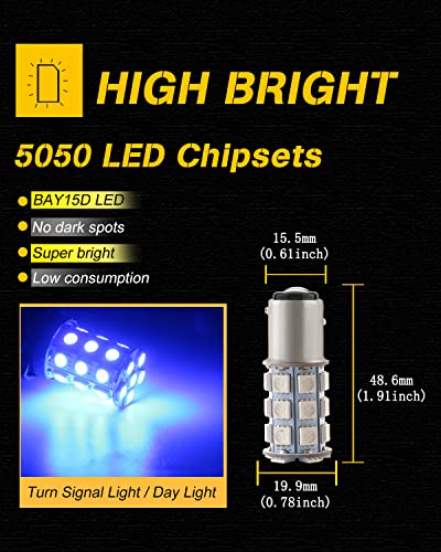 Qasimled 2Pcs-1157 Bay15D 1016 1034 Led 27-Smd 5050 Led Bulbs Interior Rv Camper Car Tail Backup Lamp Stop Parking Bulb Blue 12V #TOP1