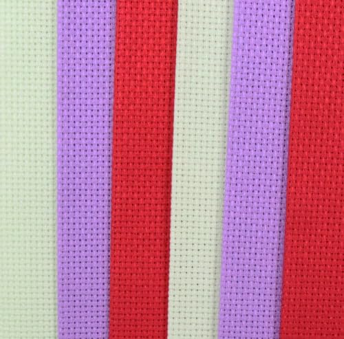 Image of KCS 4 /6 pc of 12 inch x 18 inch(30cmx45cm) 16 Count Cotton Aida Cloth Cross Stitch Fabric (6 pc,Light Green+Lavender+Red)