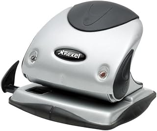 Rexel Precision 225 2 Hole Punch, 25 Sheet Capacity, Paper Alignment Indicator, Metal, Silver/Black, 2100743