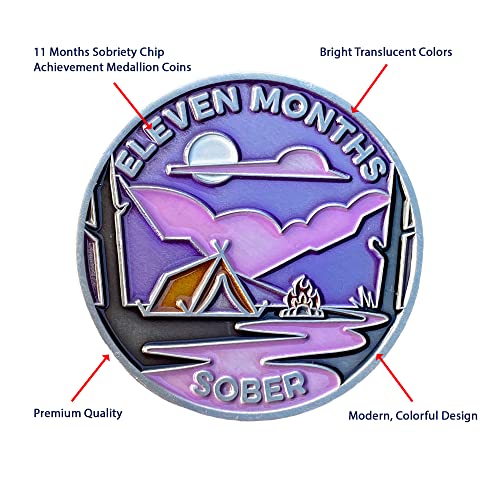 Image of The Achieve Mint 11 Months Sober Token | Eleven Month Sober Chip | Non-AA Gift, Non-Religious Medallions for Men and Women Celebrating Sobriety