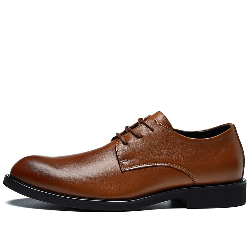 Oxford Shoes for Men Lace Up Pointed Toe Leather Solid Color Derby Shoes Low Top Rubber Sole Block Heel Resistant Non Slip Business3