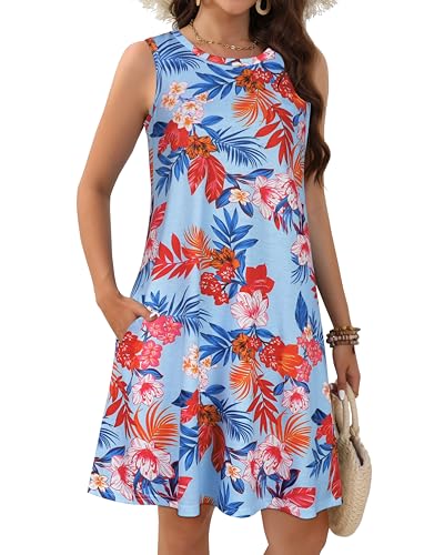 Image of JOLIGAL Womens Summer Dresses Casual Sleeveless Tshirt Sundress Beach Cover Up with Pockets Loose Tank Dress 2026