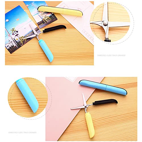 Motzu Set Of 2 Portable Safe Scissor, Multipurpose Mini Folding Paper Cutting Scissors, Office School Supplies For Craft Sewing Diy Scrapbooking #TOP3