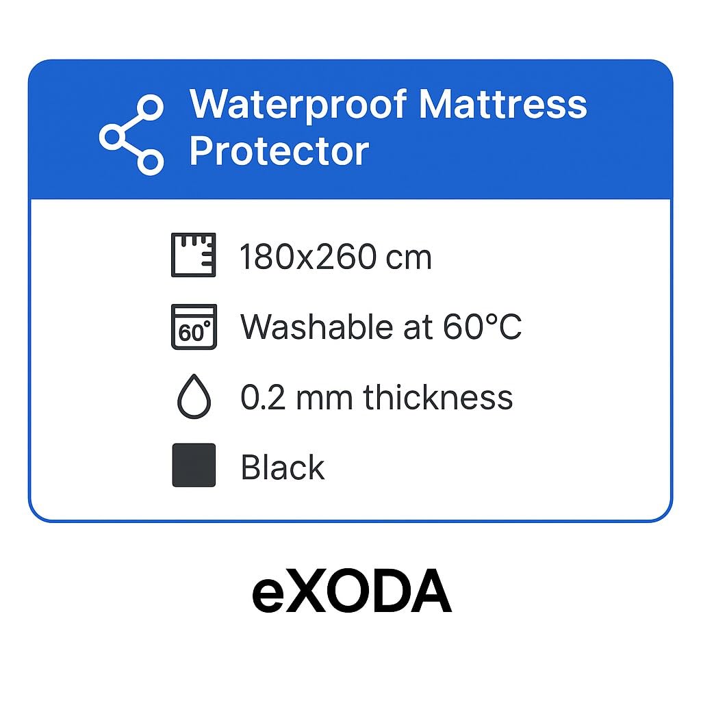 eXODA Drap d'incontinence Surmatelas Noir 180x260 cm Surmatelas d'incontinence Lavable en Machine