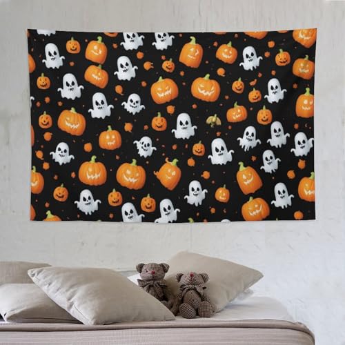 Tapisserie citrouille d'Halloween PAZZK tissu mural polyester 150x230cm salon