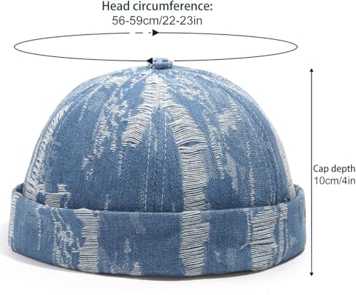Image of Glamorstar Brimless Dome Hats for Women Men Sailor Beanie Cap Vintage Docker Hat