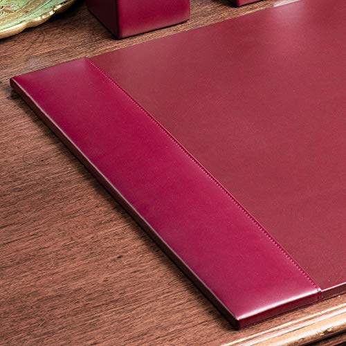 Image of DACASSO Bonded Leather Desk Pad with Side Rails - Luxury Leather Desk Blotter for Writing - Padded Executive Desk Surface Protector - ( Burgundy, 30 inch x 18 inch)