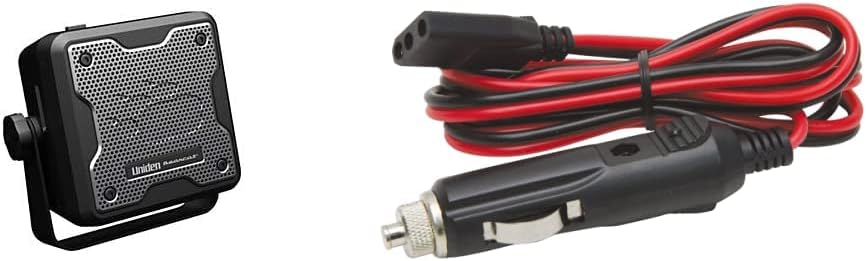 Uniden (BC15 Bearcat 15-Watt External Communications Speaker, Black & RoadPro RPPS-220 Platinum Series 12V 3-Pin Plug Fused Replacement CB Power Cord