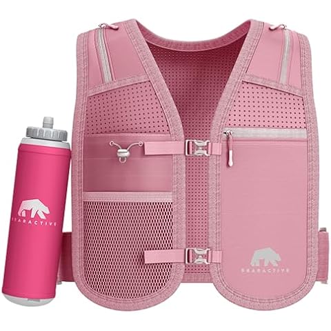 Bearactive Running Phone Holder with 500ml Running Water Bottle - Adjustable Strap and 6 Pockets - Running Hydration Vest, Running Vest Women & Men Cover