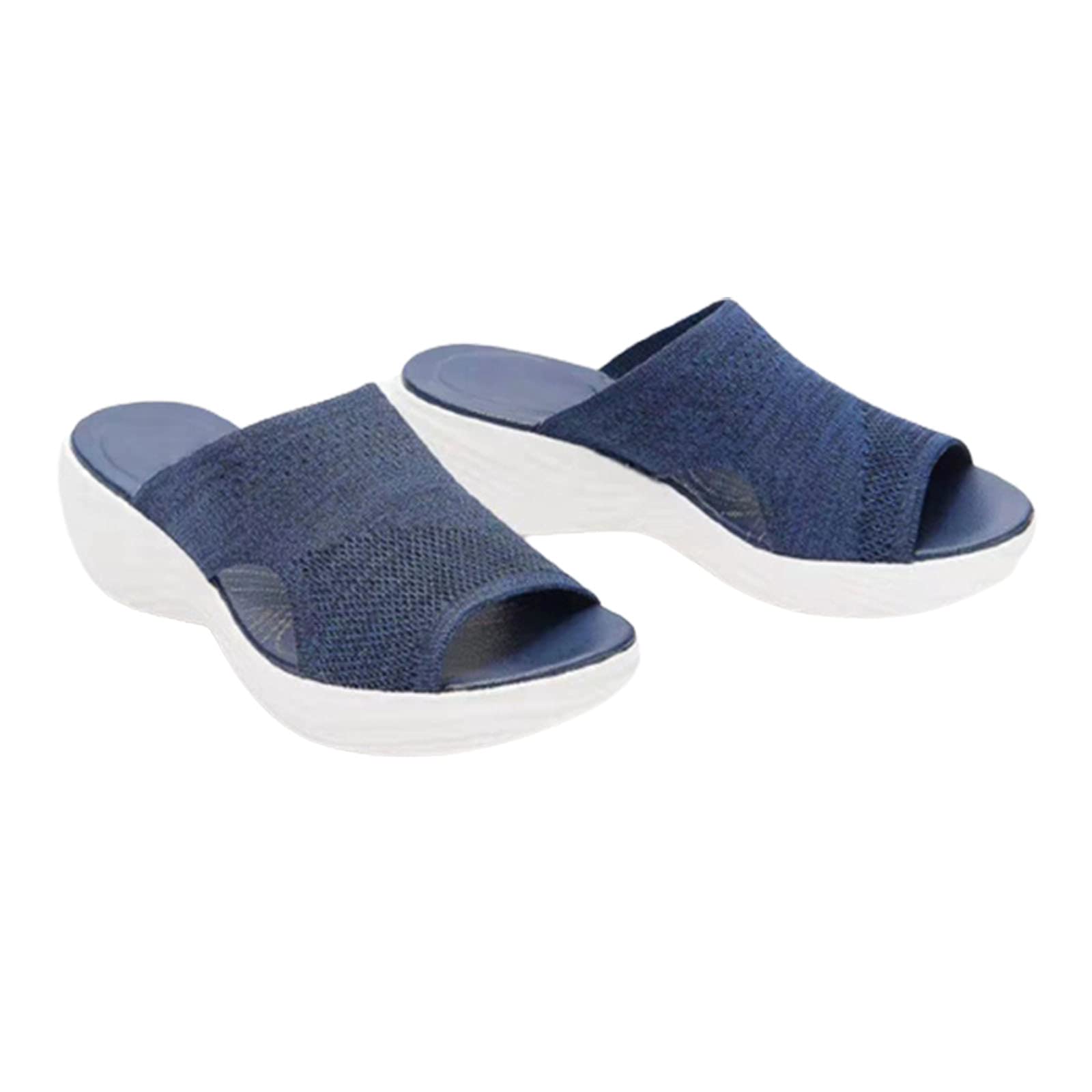 PPTTKnitted Wedge Sports Sandals, Mesh Upper Women's Summer Beach Shoes  Breathable Open Toe Non-Slip Platform Sandals