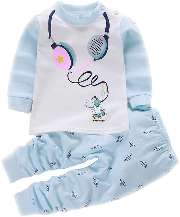 Bold N Elegant Cotton Full Sleeve Cute Cartoon Print T-Shirt & Pajama Pj Jogger Clothing Set for Infant Toddler Baby Boy Girl Kids