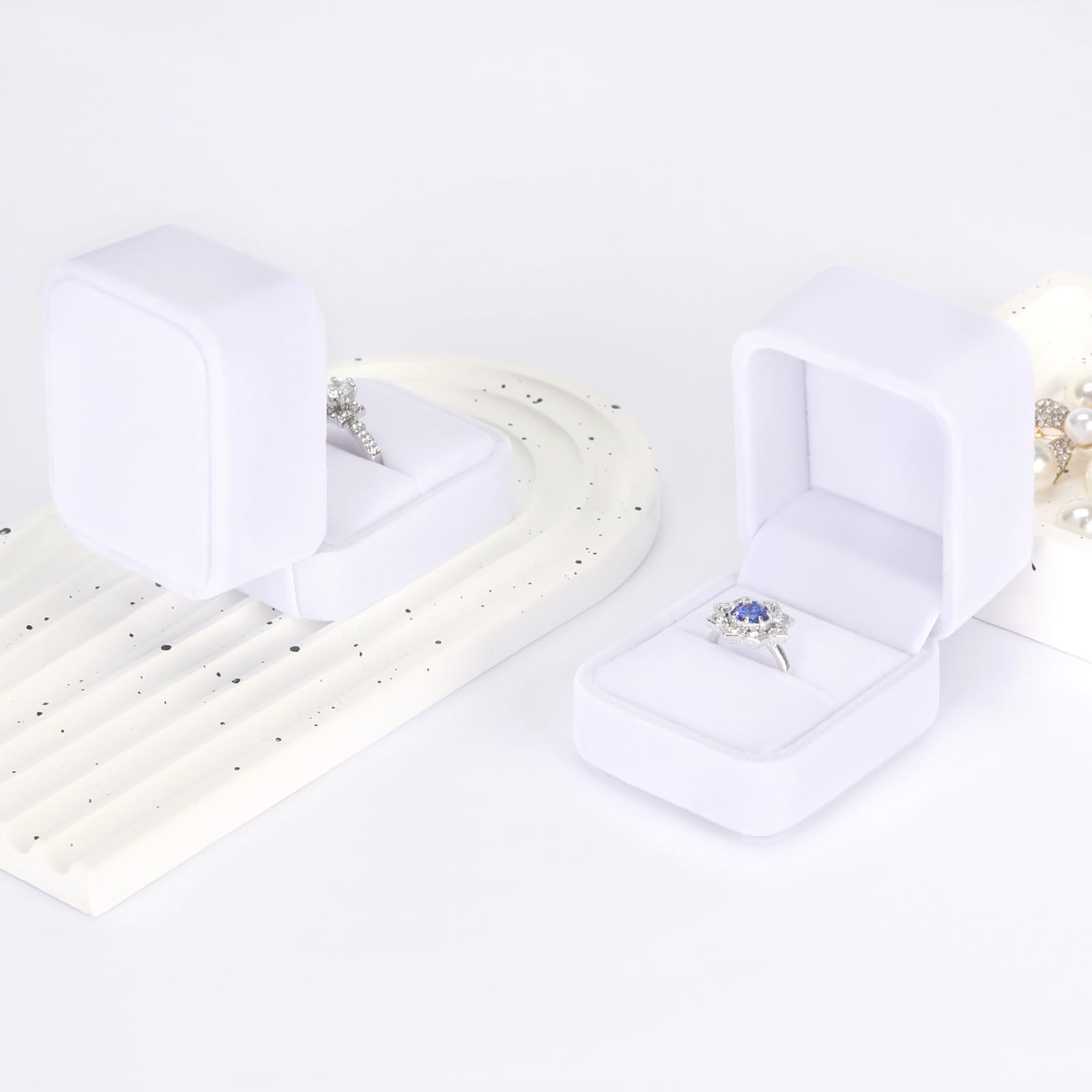 2 Pièces Boîte à Bagues Flanelle Carré, Boîte à Bagues, Boîte