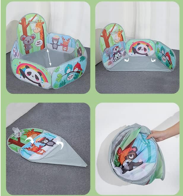 Image of BabyGo Kids Jungle Basketball Ball Pool for Kids, Play Tent House for 2+ Year Old Girls and Boys, Ball Pit for Kid, Spacious, Lightweight, Portable & Easy to Set Up, (Green) (with 30 Balls)