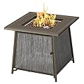 BALI OUTDOORS Gas FirePit Table 28 Inch Propane Fire Pit Table 50,000 BTU with Lava Rock and Tabletop Lid, Square Outdoor Table for Patio and Garden