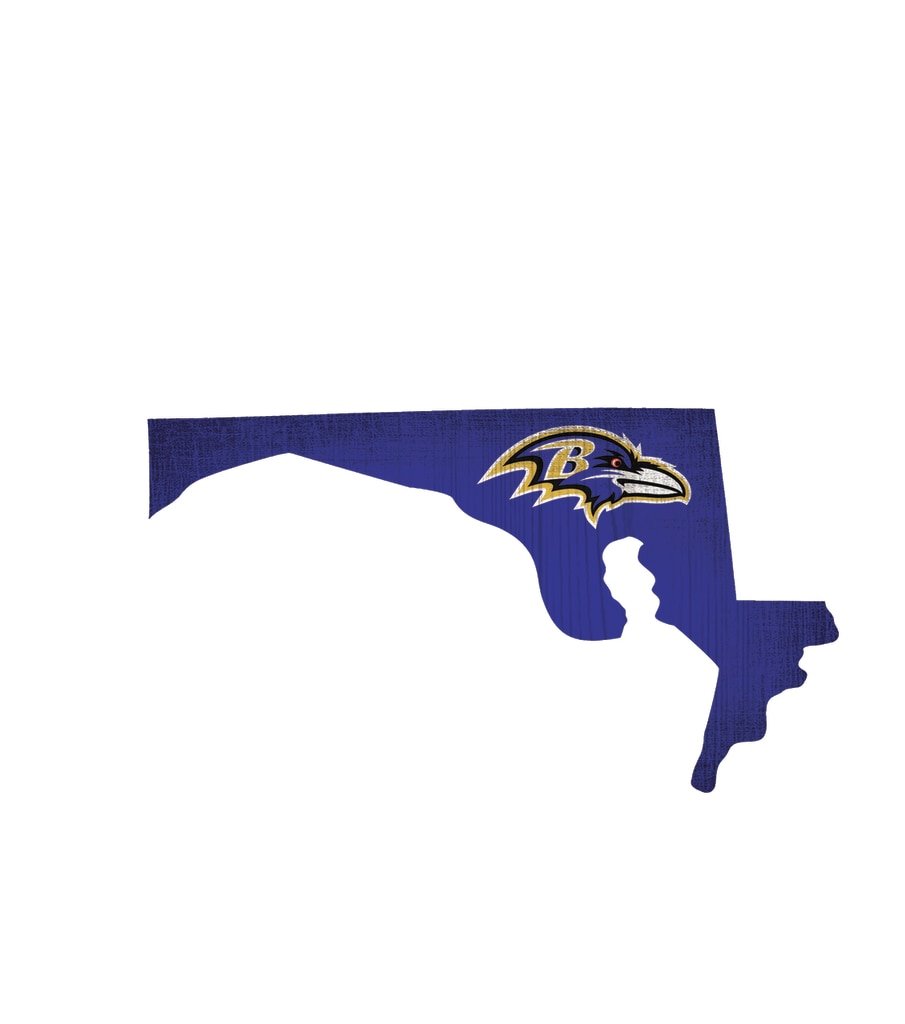 Fan Creations Baltimore Ravens Wood Sign 12 Inch State Shape Design