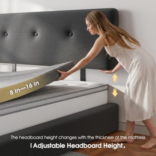 Image of EnHomee Cloud Bed Frame Queen Size with Adjustable Headboard