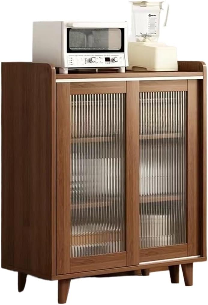 Buffet Cabinet Double-Door Glass Sideboard Integrated with Wall-Mounted Storage for Living Room Tea and Kitchen Kitchen Cabinet
