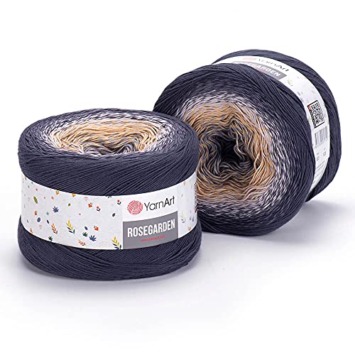 Image of Yarn Art Flowers Rosegarden 100% Cotton 250gr 8.80 oz 1094yds Multicolor Cotton Yarn Rainbow Crochet Yarn Spring Summer (323)