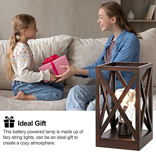 Dansklux 2 Pack Lantern Battery Powered Table Lamps, Cordless Vintage Desk Lamp Night Light With Led Fairy Lights Bulb For Table Shelf Christmas Décor Patio Backyard, Copper #TOP6