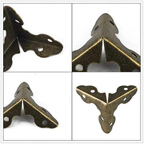 Image of uxcell Box Corner Protector Bronze Tone Vintage Triangle Frame Corner Edge Protector for Desks Jewelry Box Furniture Guard Pack of 4