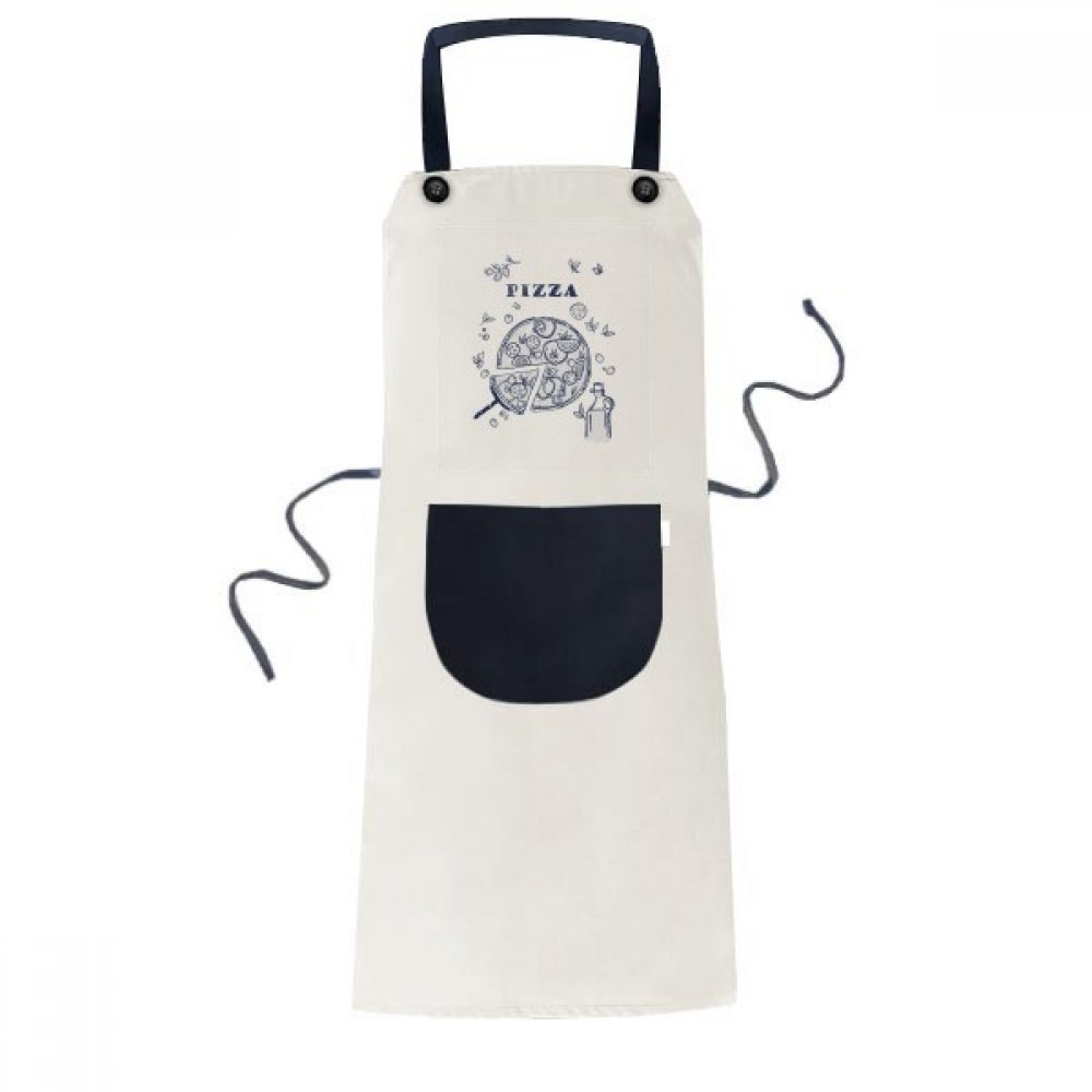 Tablier cuisine pizza beige bavoir réglable de poche pour chef homme femme 70x67cm