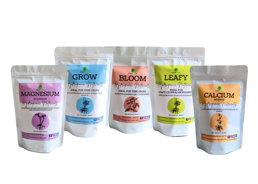 Hydroponic Nutrients| Leafy, Grow, Bloom, Calcium, Magnesium Refill Packs| For all types of Leafy and Fruiting crops and Microgreens (Calcium - 2 KGs & Magnesium - 2 KGs)