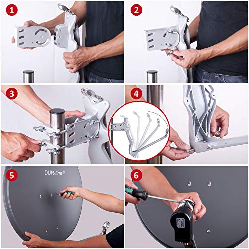 DUR-line 8 Teilnehmer Set - Qualitäts-Alu-Satelliten-Komplettanlage - Select 75cm/80cm...