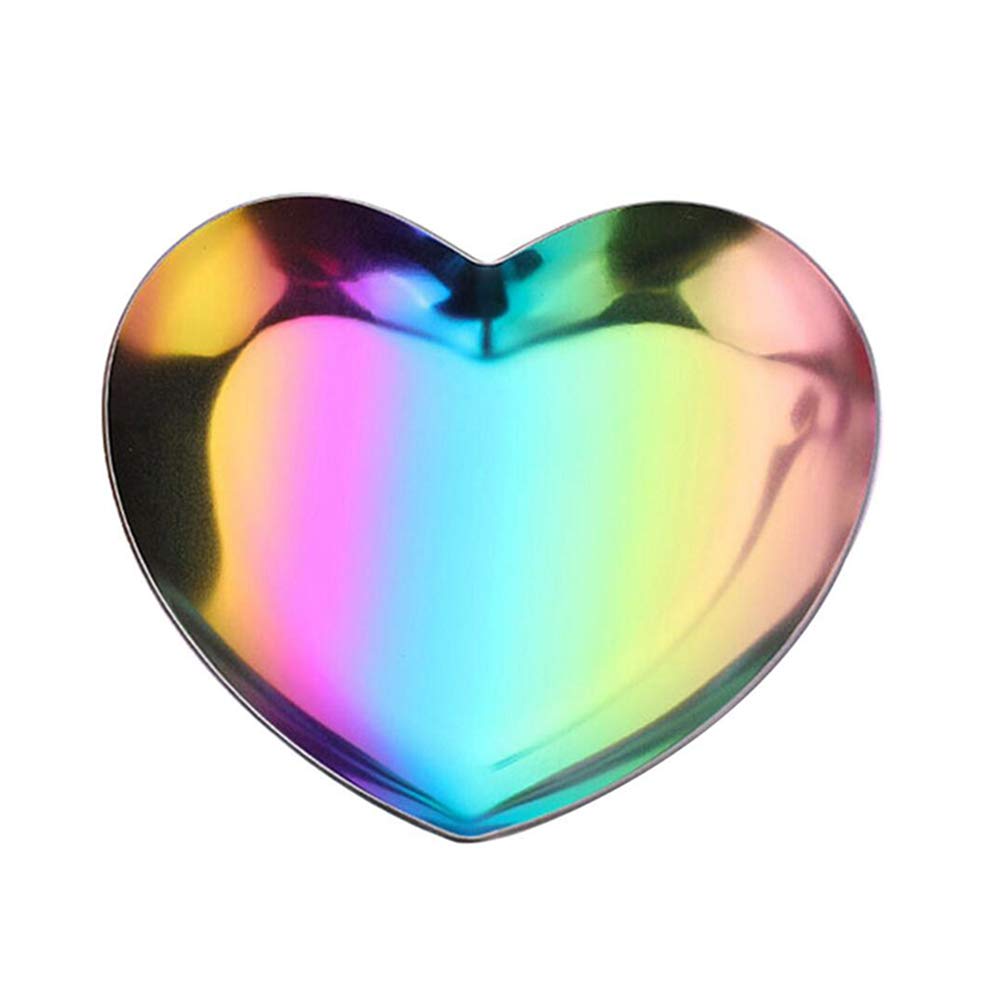 GZQ Jewelry Organizer Tray Jewelry Storage Box Container Display Case Stainless Steel Heart Jewelry Dish for Beads Nail Art Rhinestone Diamonds Earrings Necklace Rings Bracelets