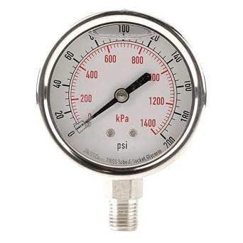 Pressure Gauge, Liquid Filled, 2-1/2 in