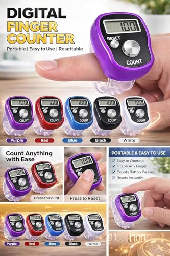 Image of 10 PCS Digital Finger Counter with Adjustable Strap & LCD Display | Electronic Hand Tally Counter with Reset Button for Japa, Chanting, Meditation, Prayer, Sports, Golf, Knitting & Score Tracking