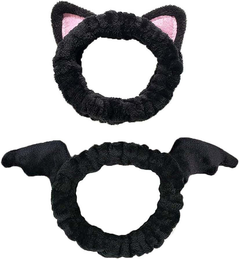 ASTRAIA Spa Headbands For Washing Face, Shower and Bath, Goth and Witchy gifts (Set of 2)
