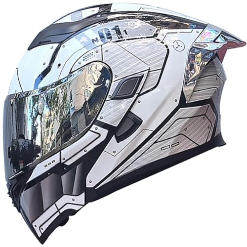 Letetexi Flip Up Front Motorbike Helmet Bluetooth Slot Full Face Modular Motorcycle Helmet with Double Visor DOT/ECE Approved Helmet Chin Strap Crash Helmet for Men Women Bright Black