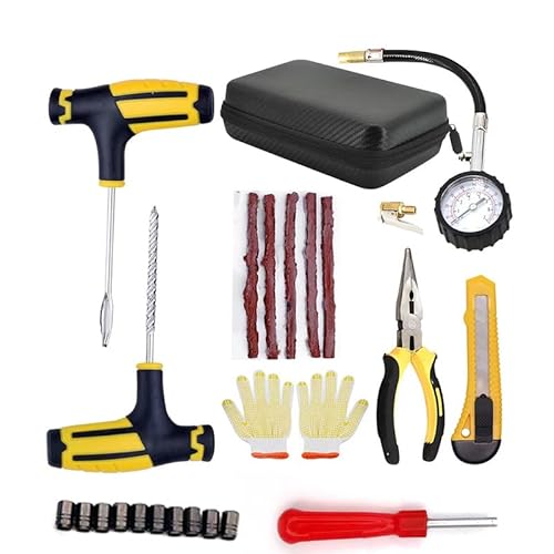LJAUTOJK Universal Tire Repair Kit Car Emergency Tool Kit for Flat Tire Puncture Repair