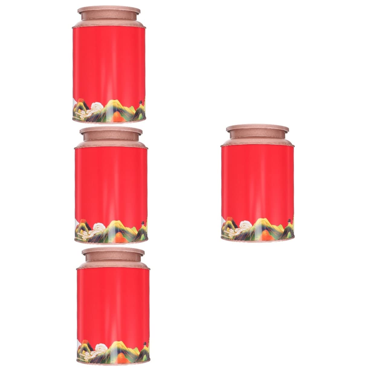 XYIANG 2pcs Tinplate Sealed Cans Round Container with Lid Containers for Food Tinplate Canisters Food Storage Jar Metal Container Kitchen Canisters Wicker Basket Storage Box Tea (Red 15x10.2cmx2pcs)
